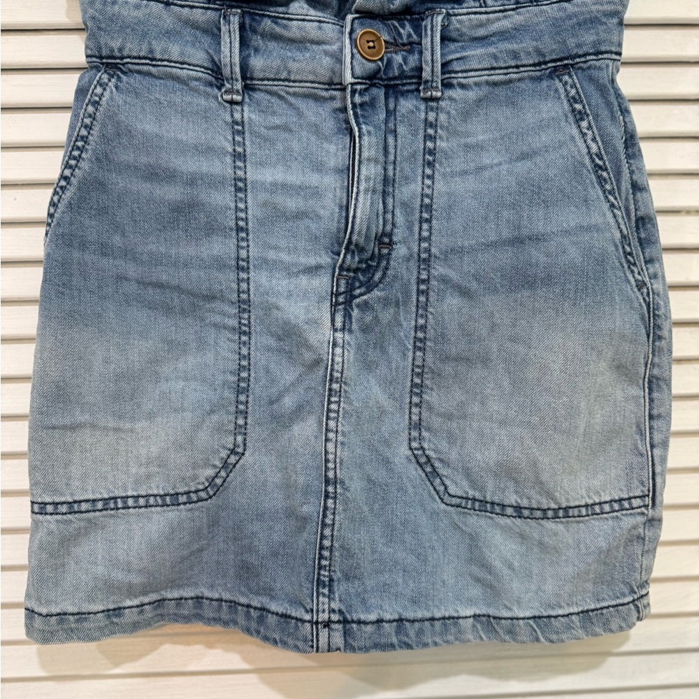 Free People Light Blue Denim Mini Skirt